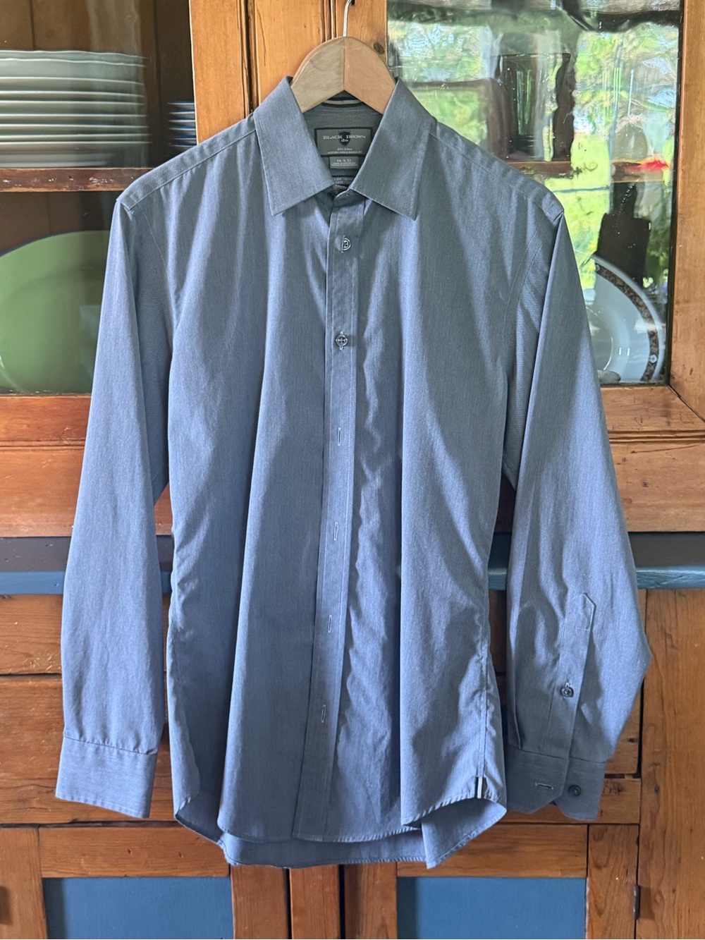 Black Brown 1826 Men’s Long-Sleeve Dress Shirt - Charcoal Gray